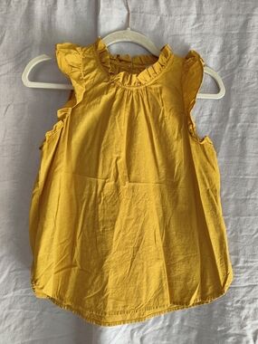LOFT Mustard Ruffle Neck Sleeveless Top